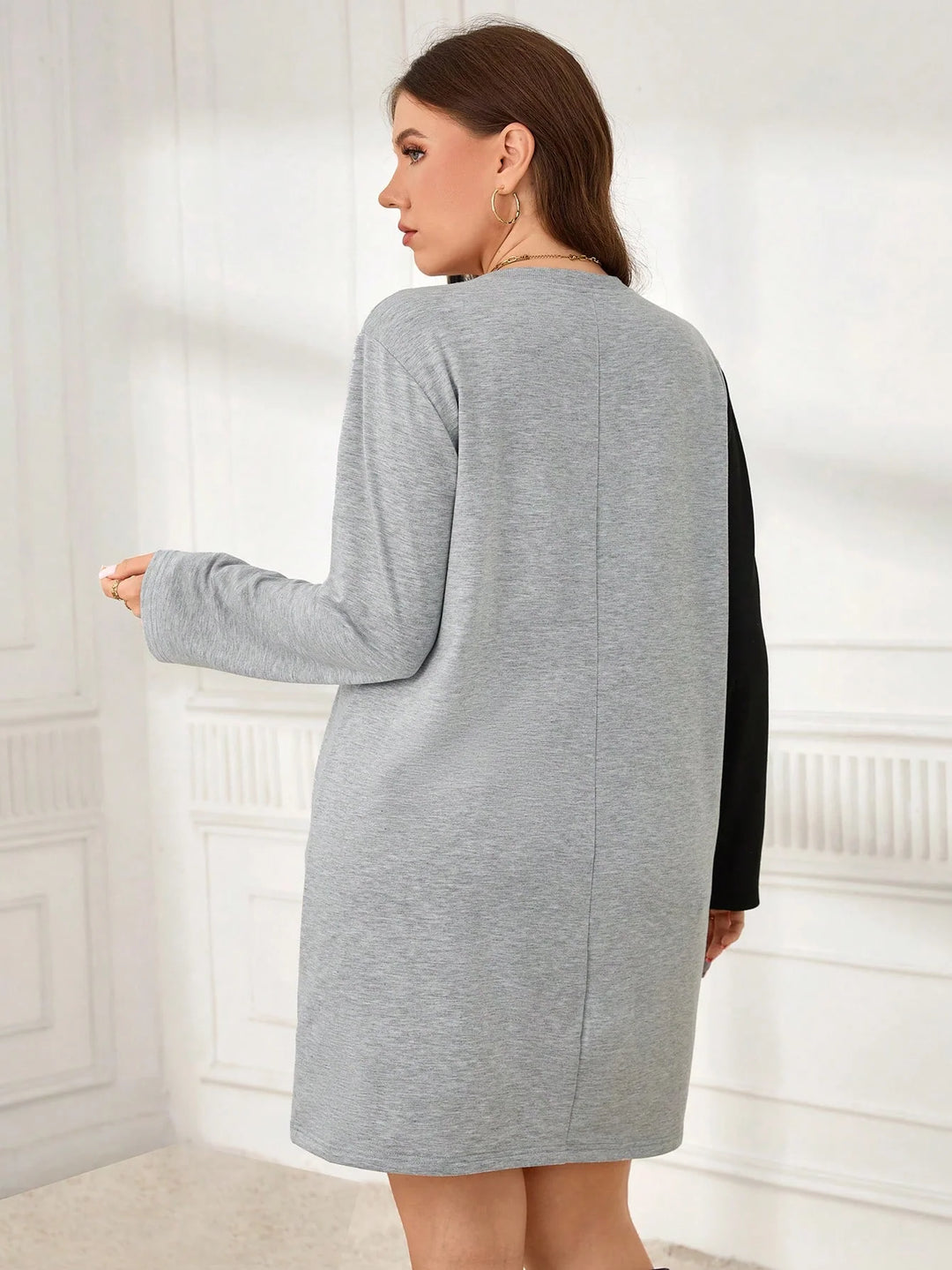 Azahara | Vestido Curvy de Manga Larga Bicolor