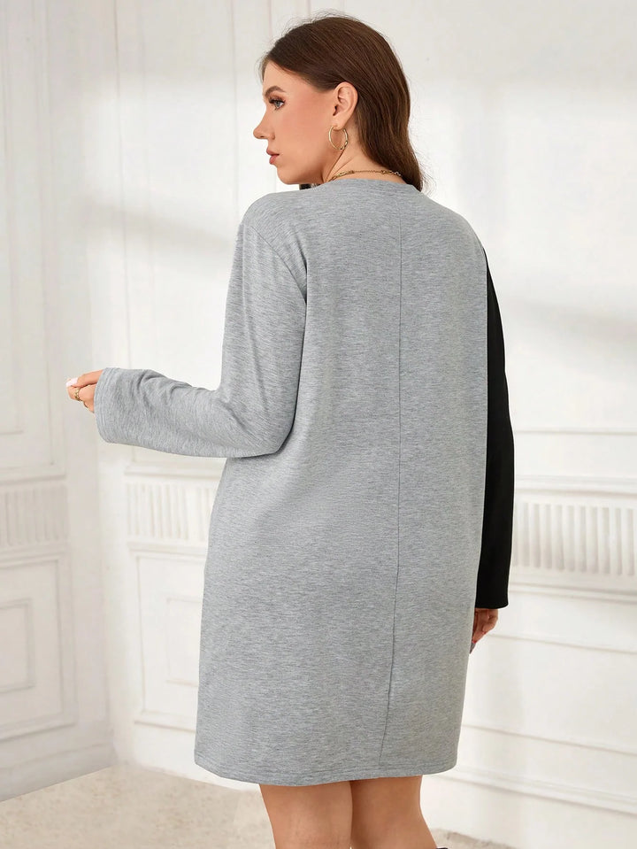 Azahara | Vestido Curvy de Manga Larga Bicolor
