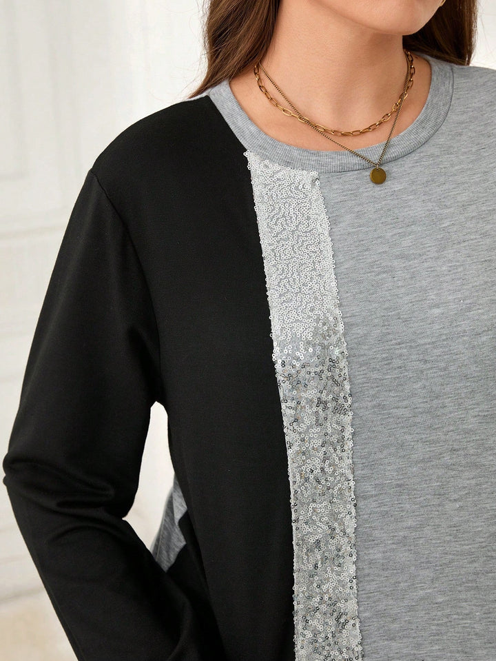 Azahara | Vestido Curvy de Manga Larga Bicolor