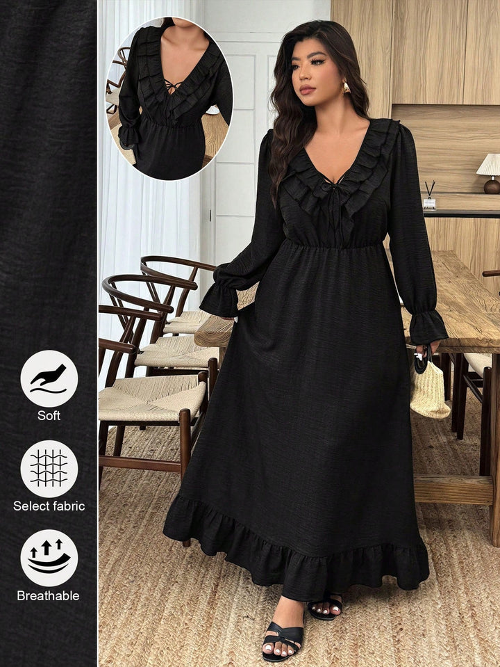 Selena | Vestido Curvy con Escote en V y Volante
