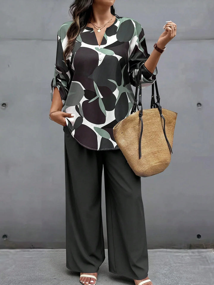 Catalina | Pantalón Curvy Estampado con Botones