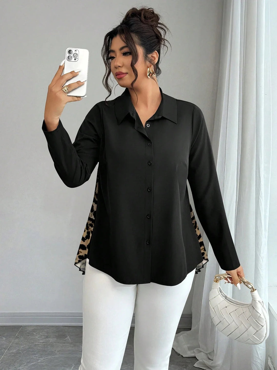 Gabriela | Camisa Curvy de Estampado Leopardo
