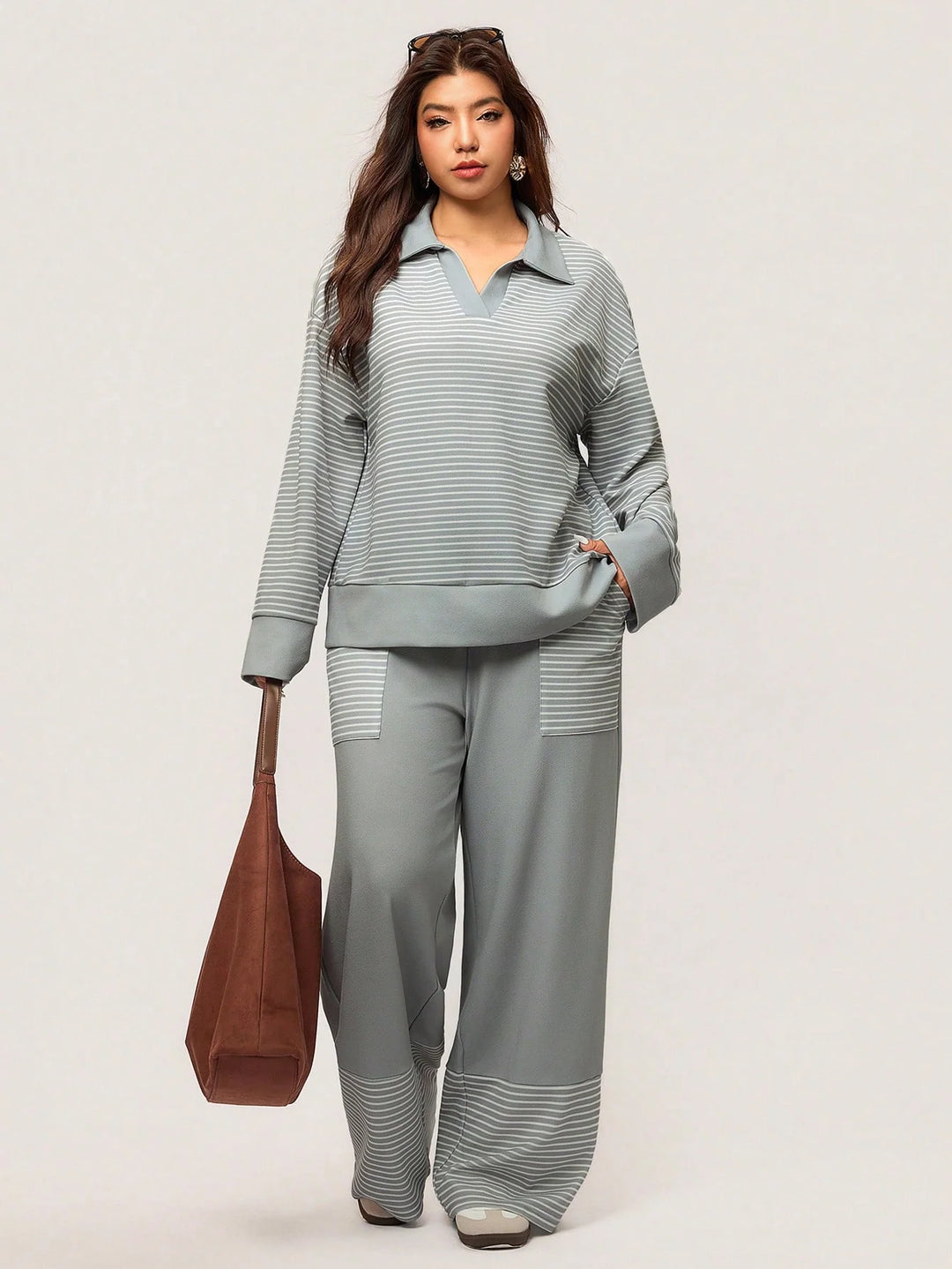 Julia | Conjunto Curvy Casual de Rayas