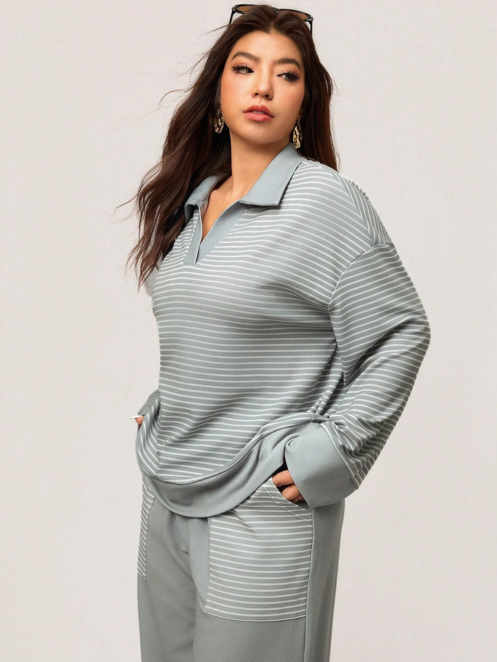 Julia | Conjunto Curvy Casual de Rayas
