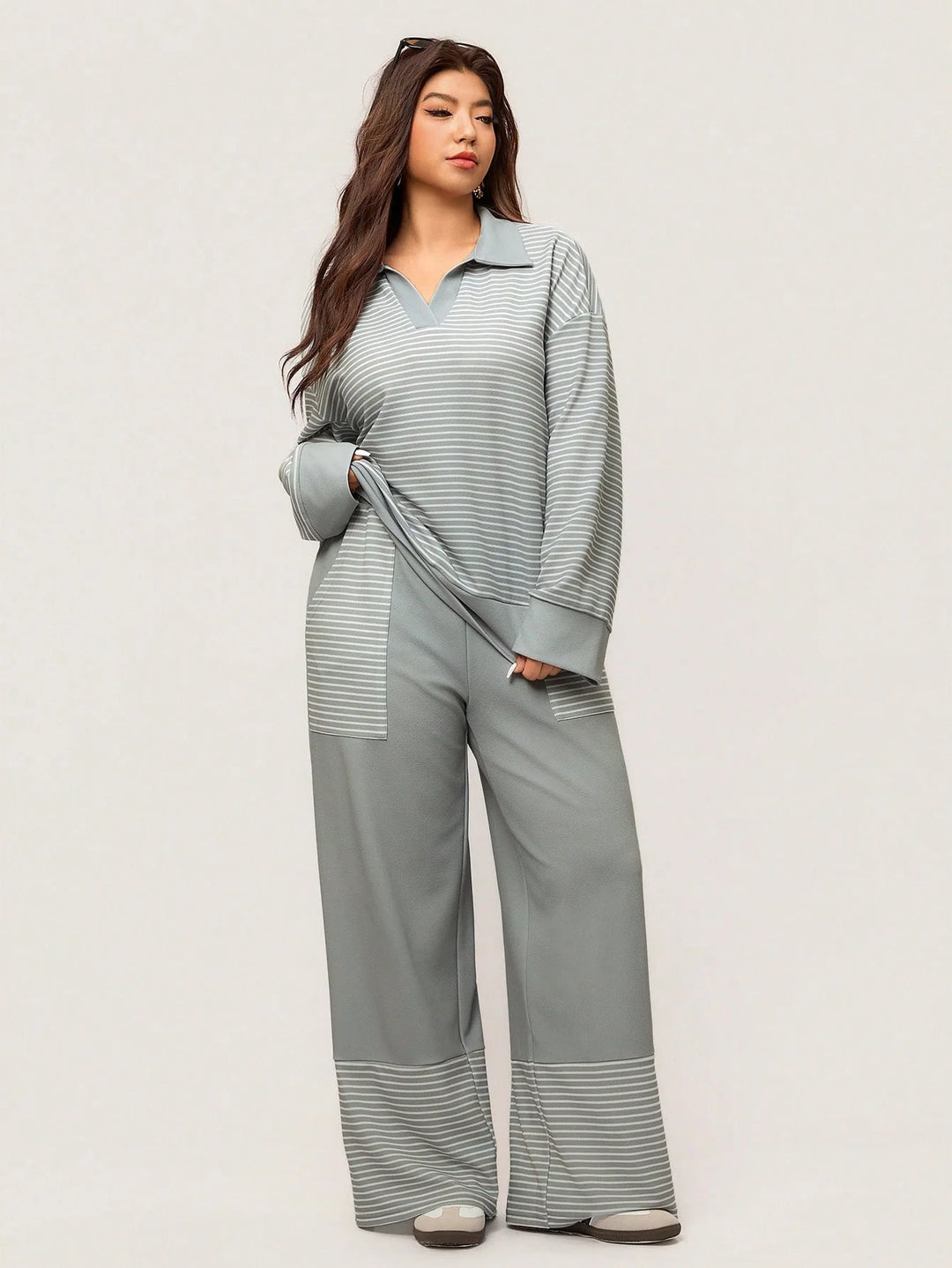 Julia | Conjunto Curvy Casual de Rayas