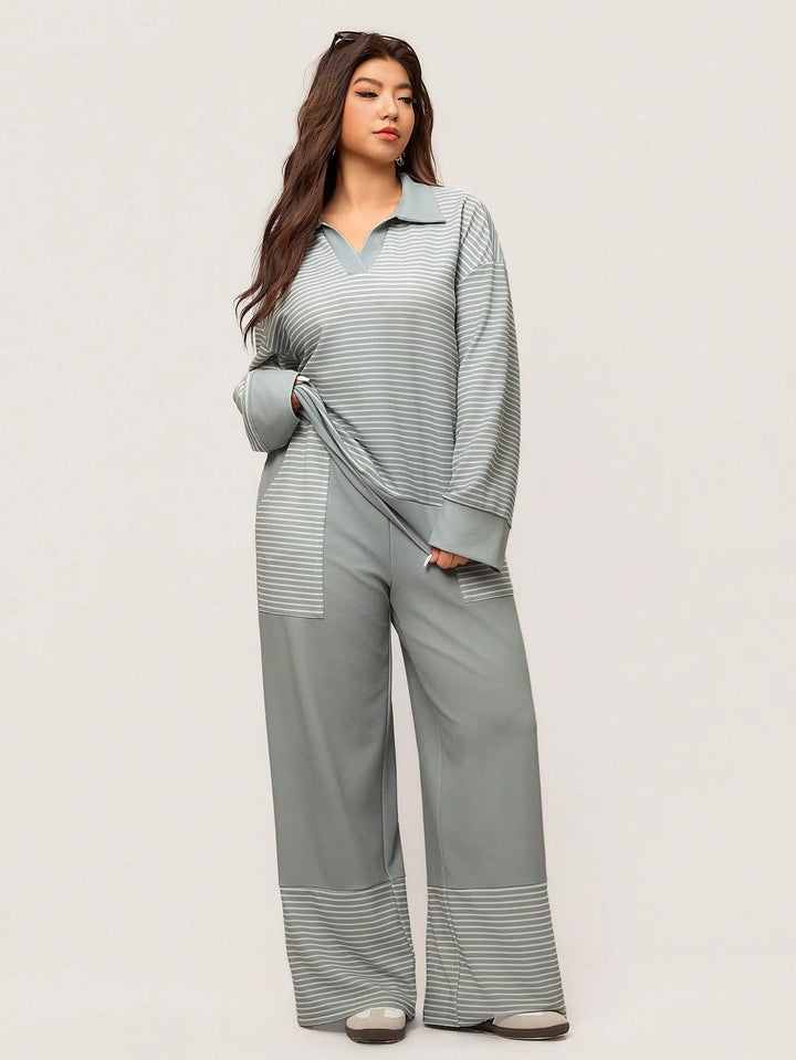 Julia | Conjunto Curvy Casual de Rayas