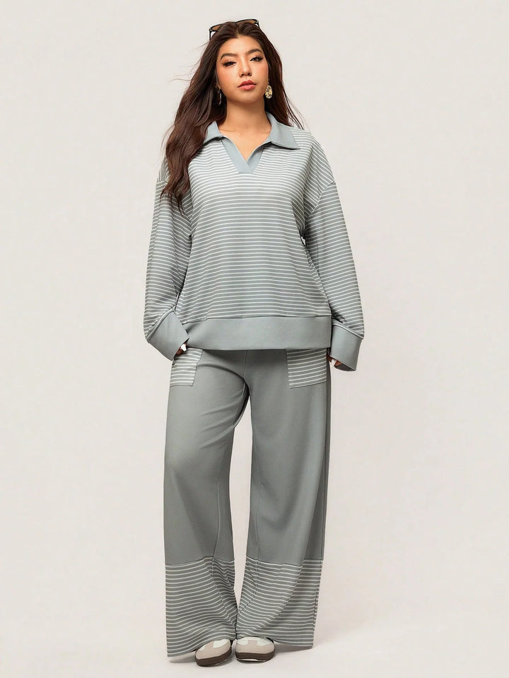 Julia | Conjunto Curvy Casual de Rayas