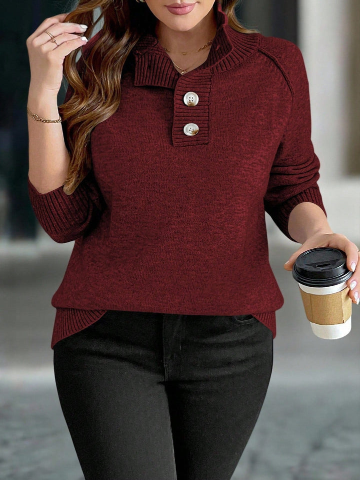 Blanca | Jersey Curvy con Cuello Mao y Botones