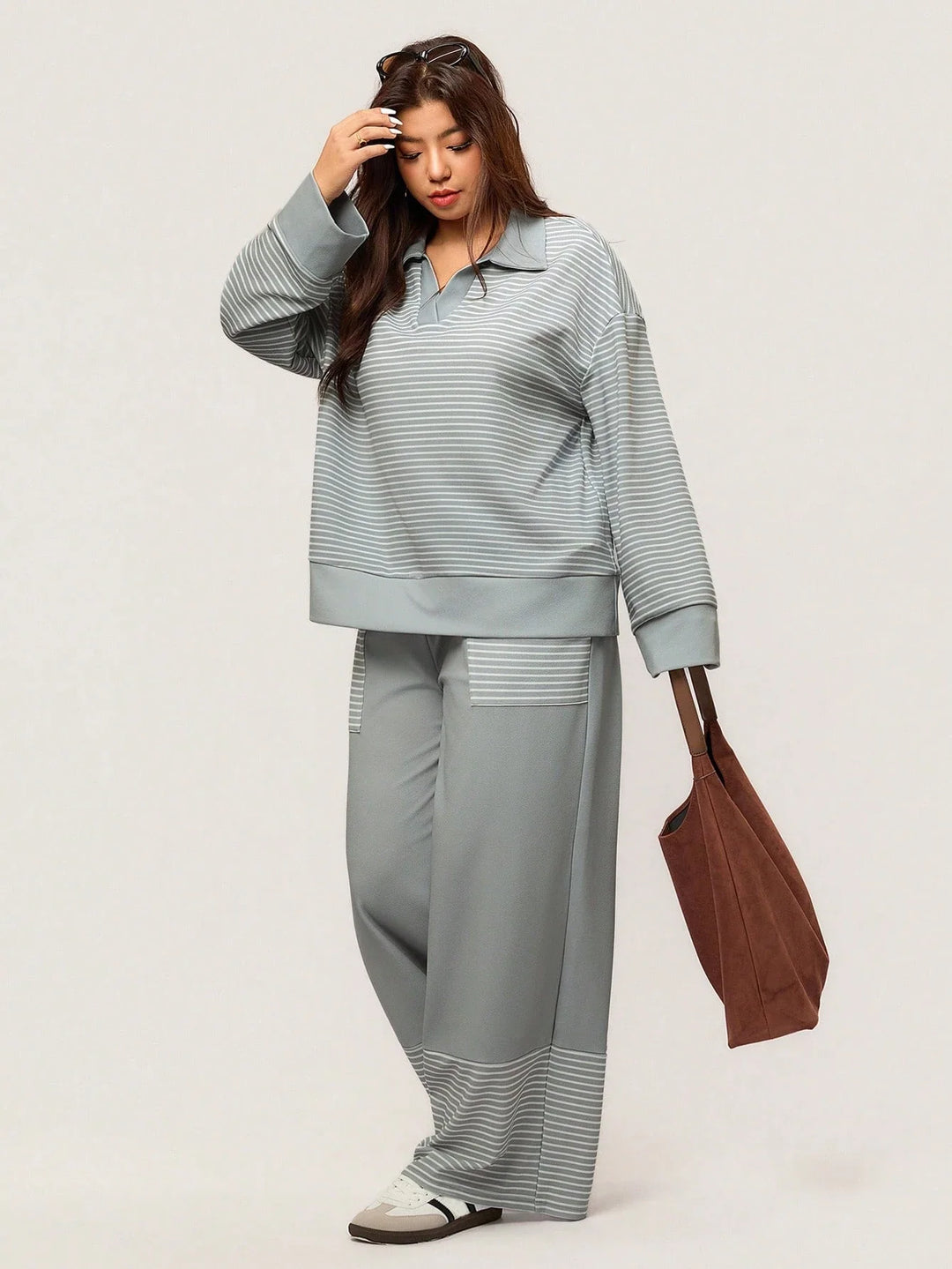Julia | Conjunto Curvy Casual de Rayas