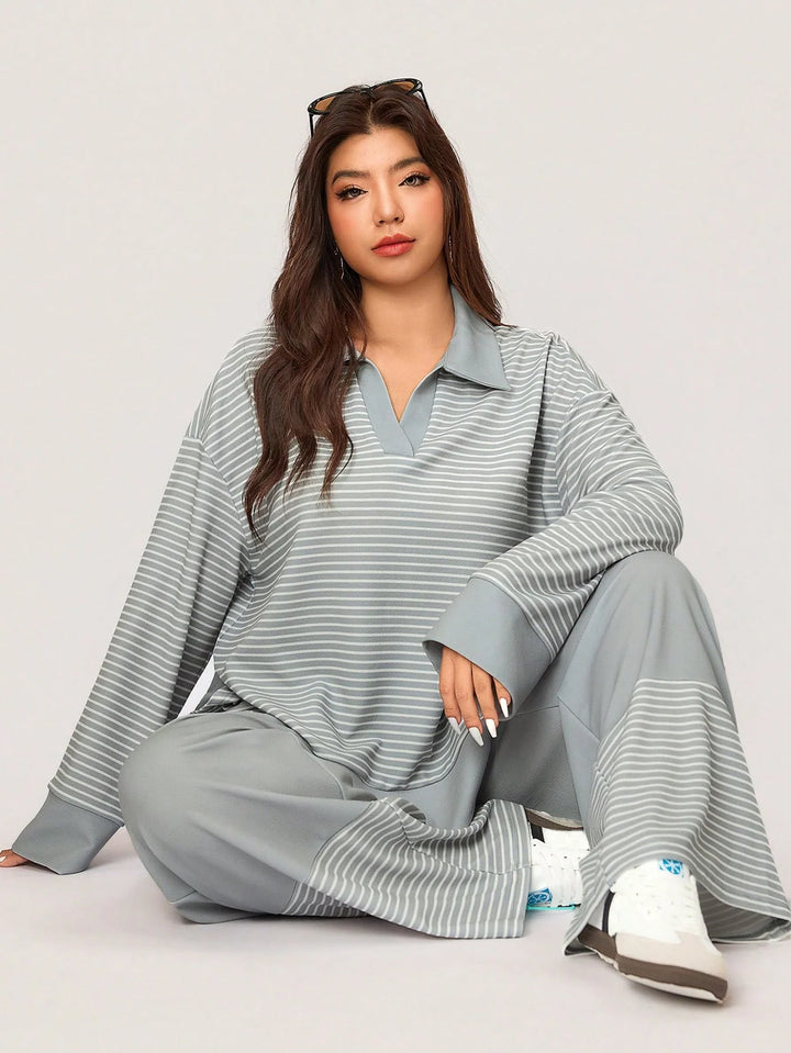 Julia | Conjunto Curvy Casual de Rayas