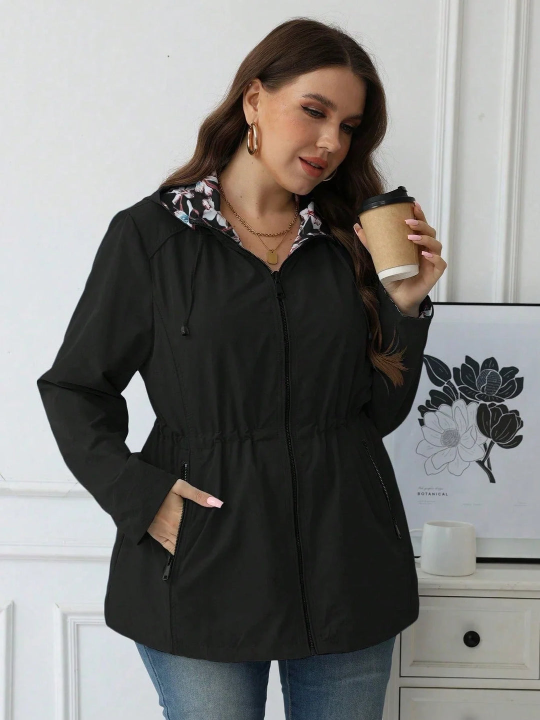 María | Chaqueta Cortavientos Curvy Reversible con Capucha
