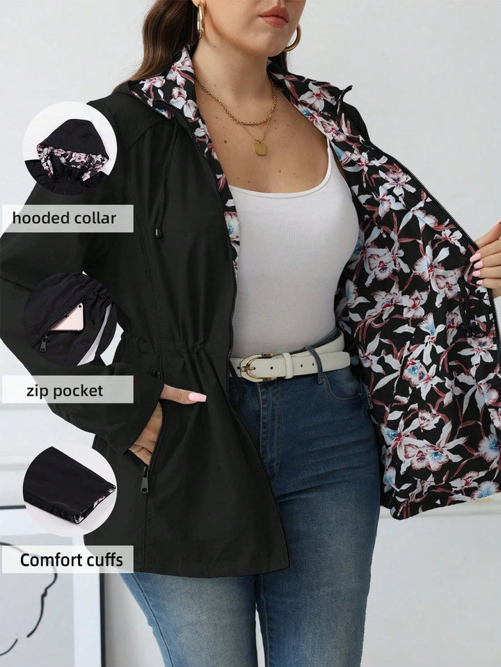María | Chaqueta Cortavientos Curvy Reversible con Capucha