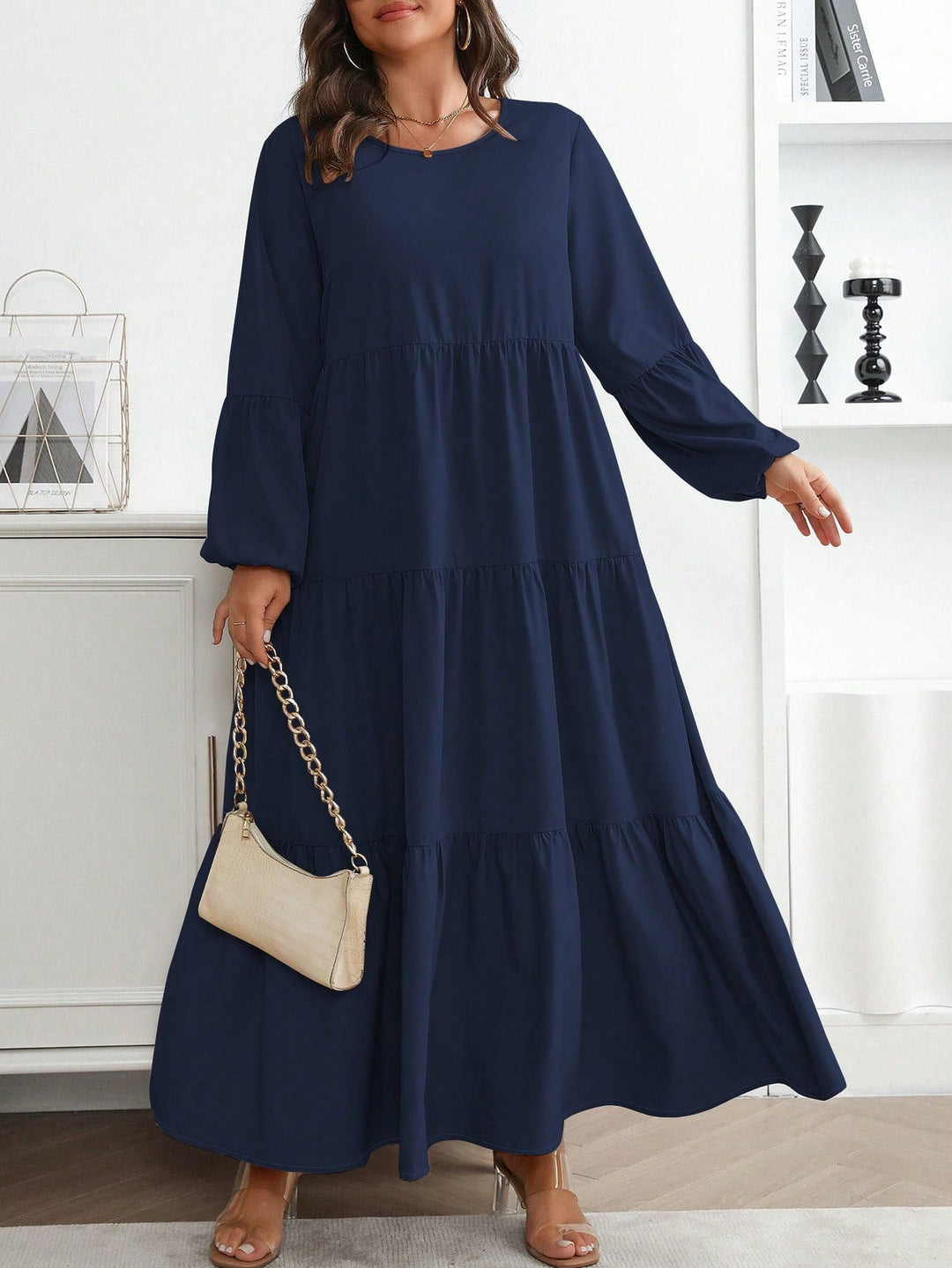 Lucía | Vestido Maxi Curvy con Mangas Globo