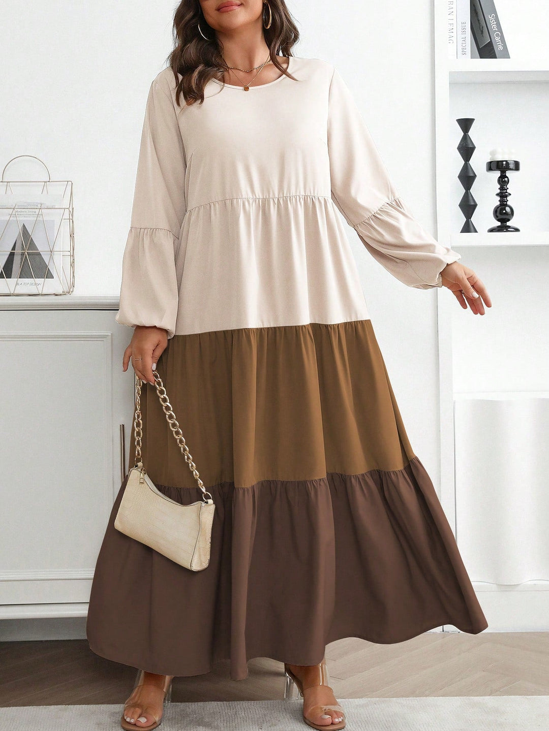Lucía | Vestido Maxi Curvy con Mangas Globo