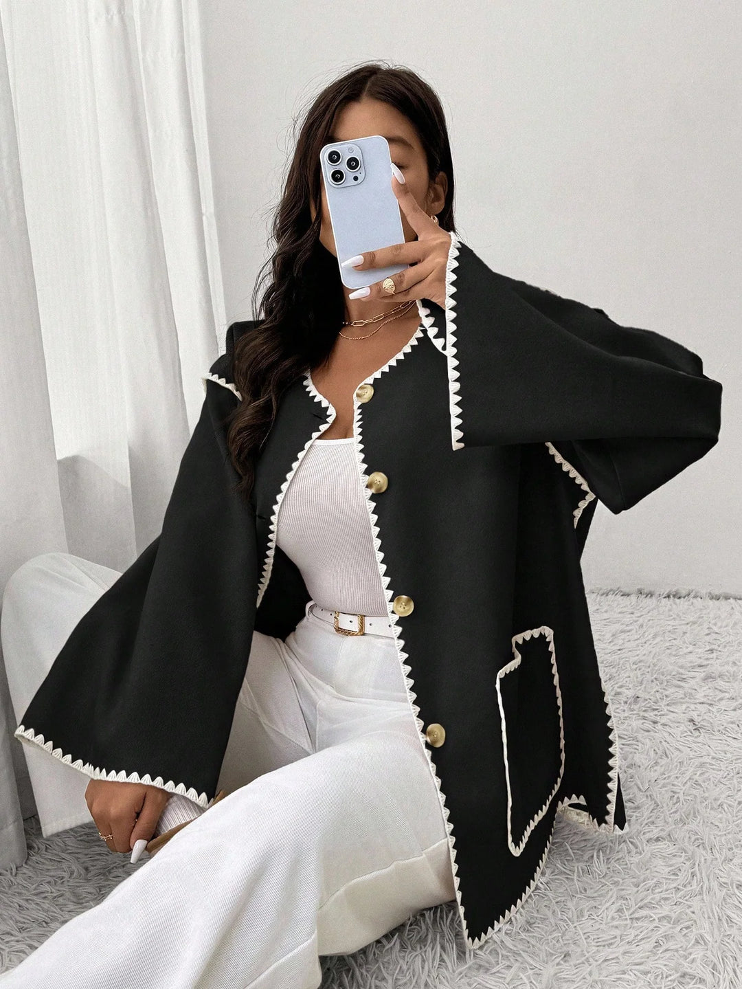 Brígida | Chaqueta Curvy Amplia con Bordados