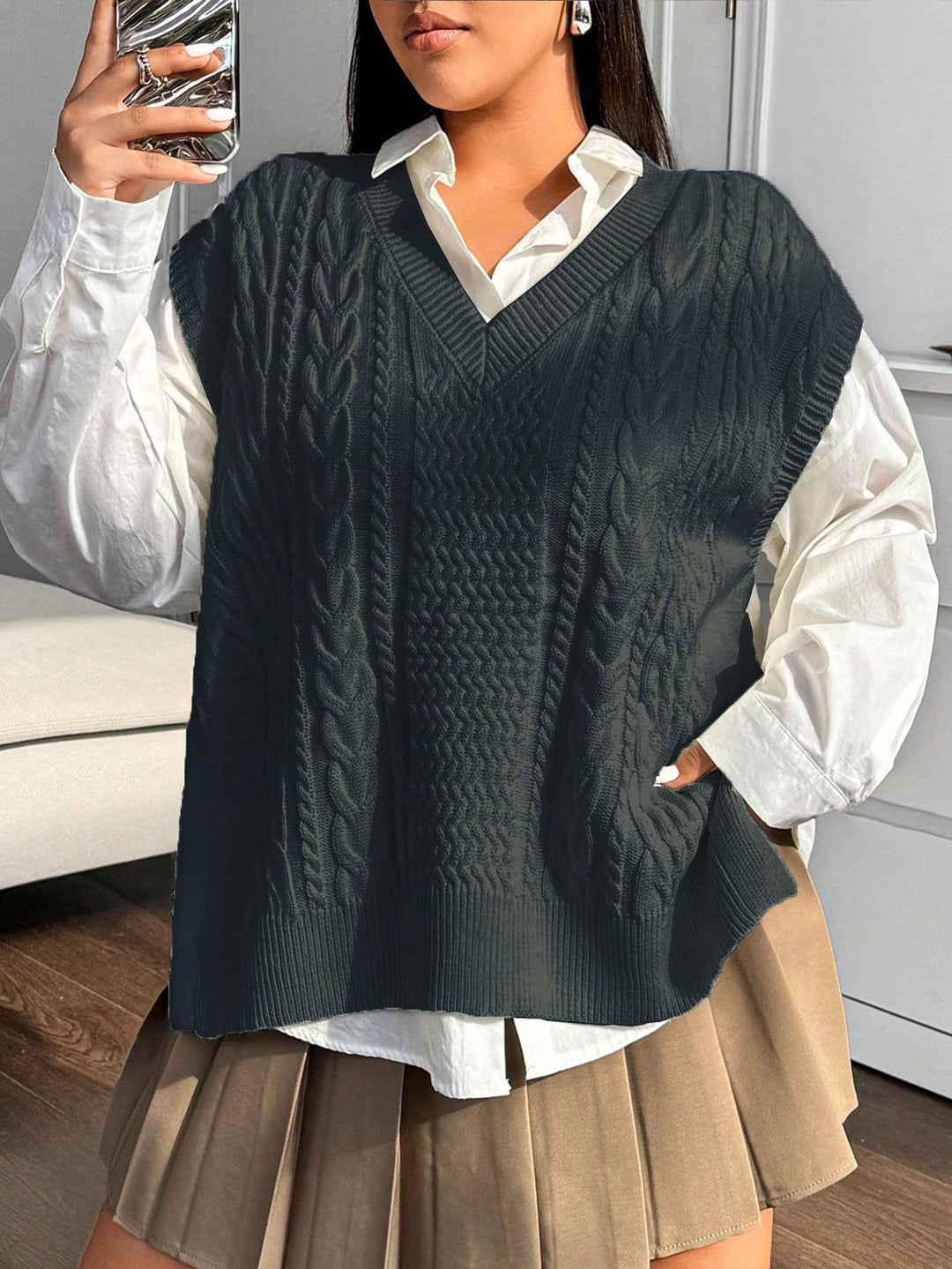 Montserrat | Chaleco Curvy de Punto Trenzado