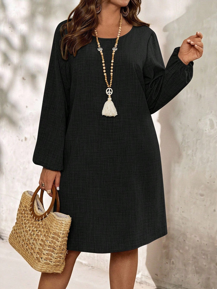 Helena | Vestido Curvy de Manga Larga Liso