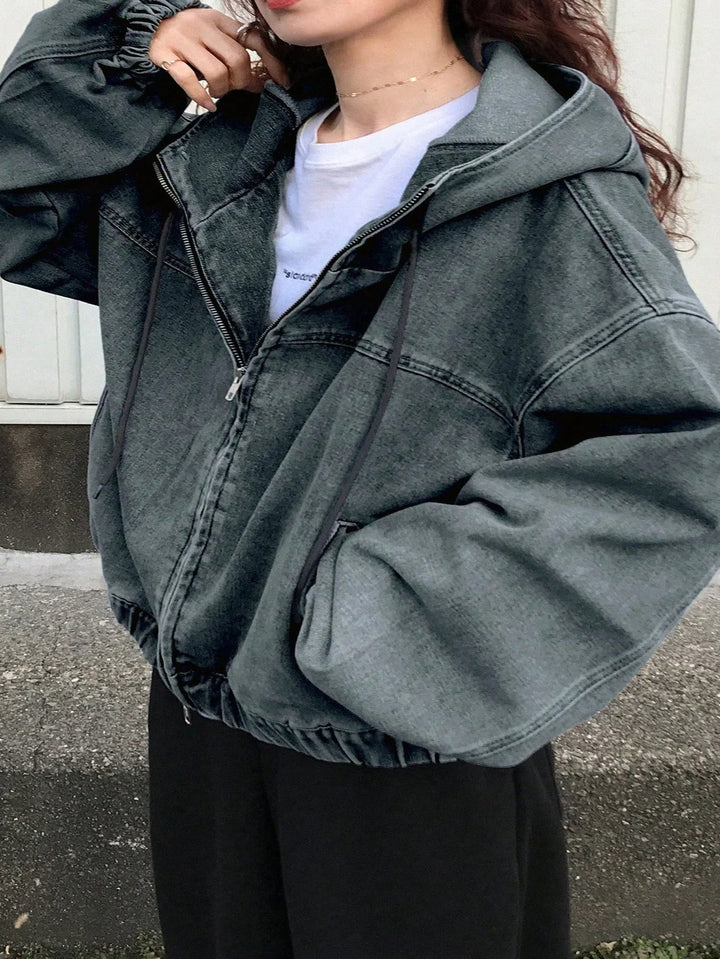 Luna | Chaqueta Vaquera Curvy Oversize con Capucha