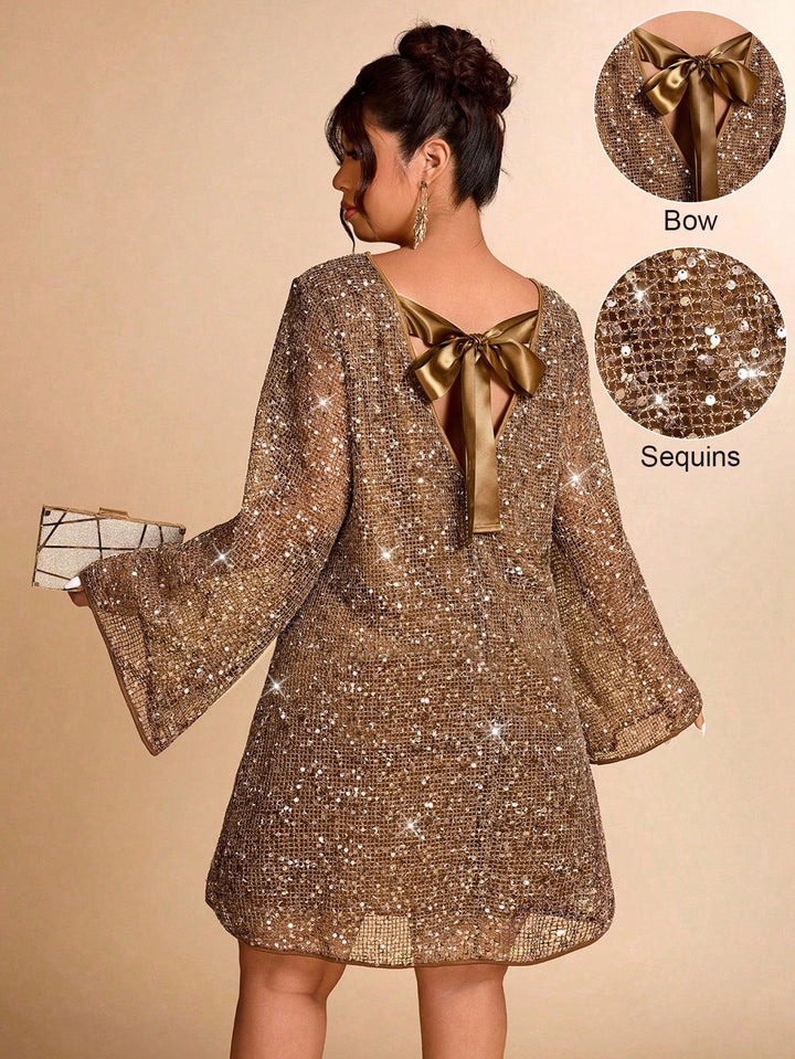 Aurelia | Vestido Midi Curvy Jacquard con Lazo