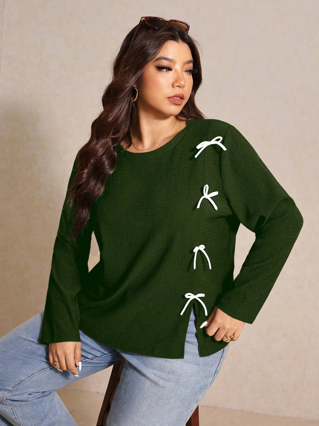 Marina | Top Curvy con Lazo y Cuello Redondo