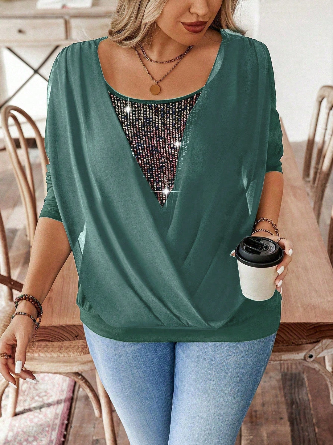 Noelia | Camiseta Oversize Curvy con Lentejuelas