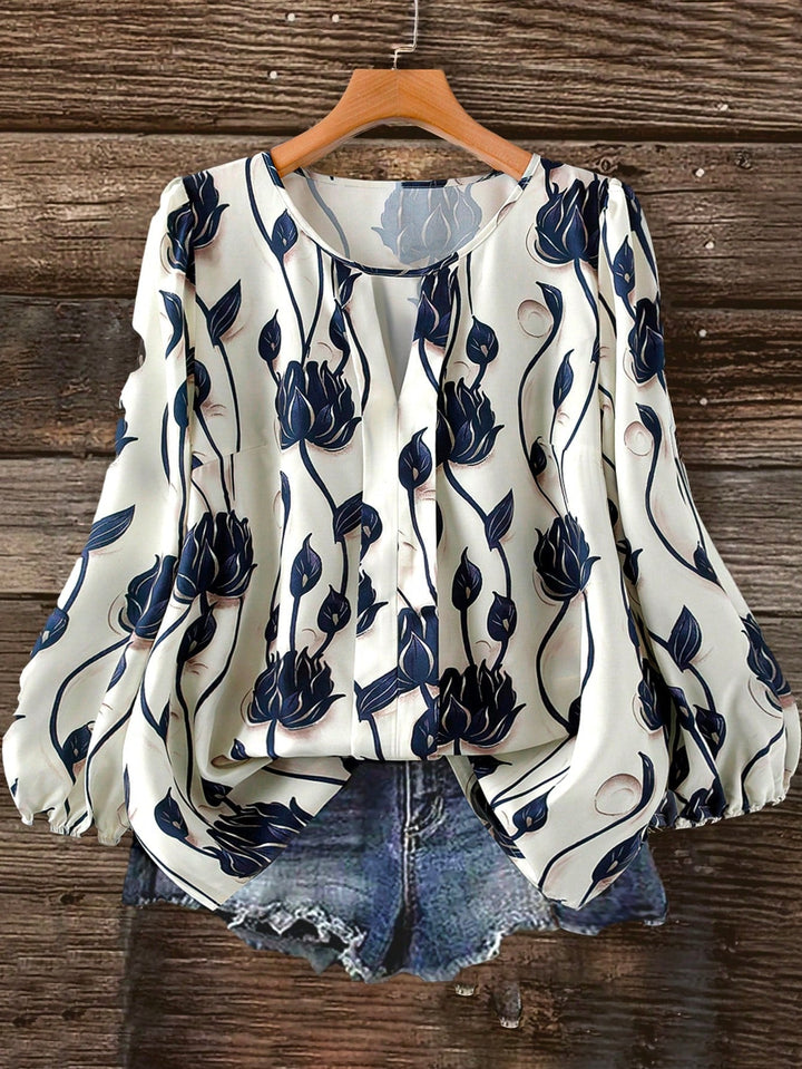 Ramona | Blusa Curvy Floral de Manga Larga