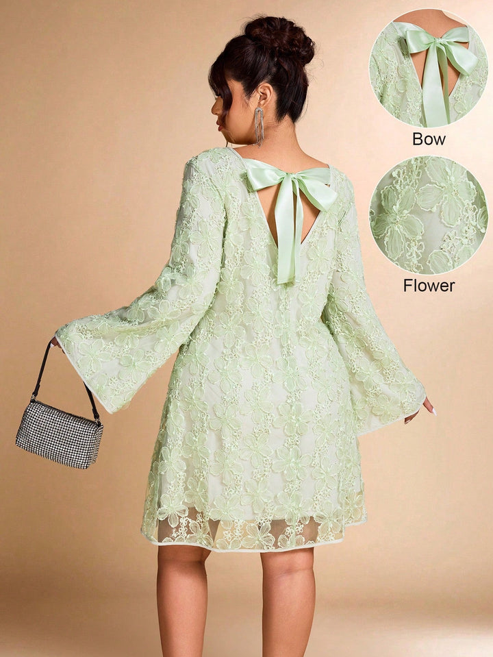 Aurelia | Vestido Midi Curvy Jacquard con Lazo