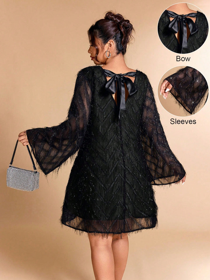 Aurelia | Vestido Midi Curvy Jacquard con Lazo