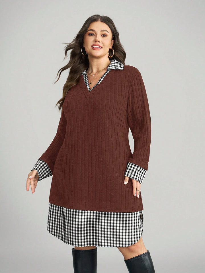 Paloma | Vestido Curvy de Cuadros y Punto 2 en 1