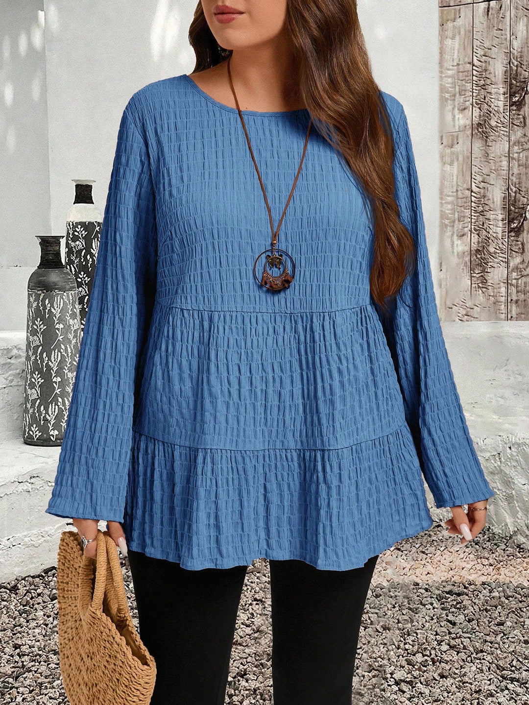 Olivia | Blusa Curvy Plisada de Manga Larga