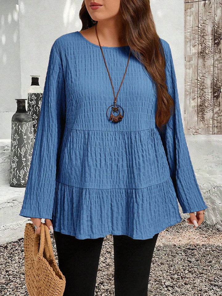 Olivia | Blusa Curvy Plisada de Manga Larga