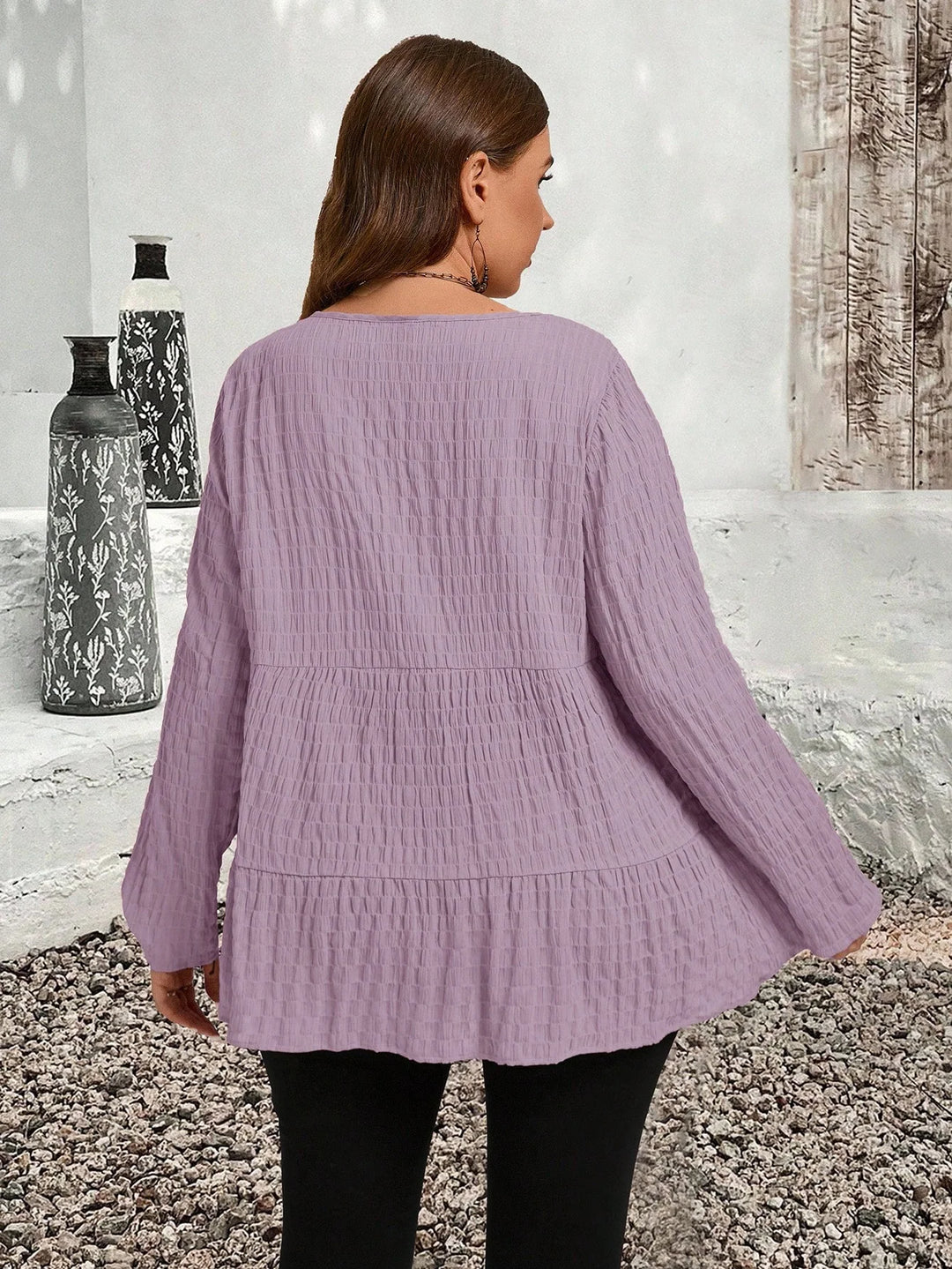 Olivia | Blusa Curvy Plisada de Manga Larga