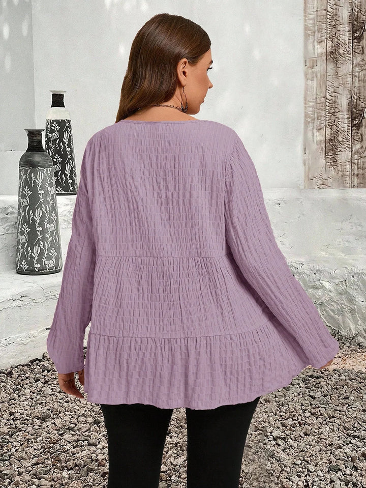 Olivia | Blusa Curvy Plisada de Manga Larga
