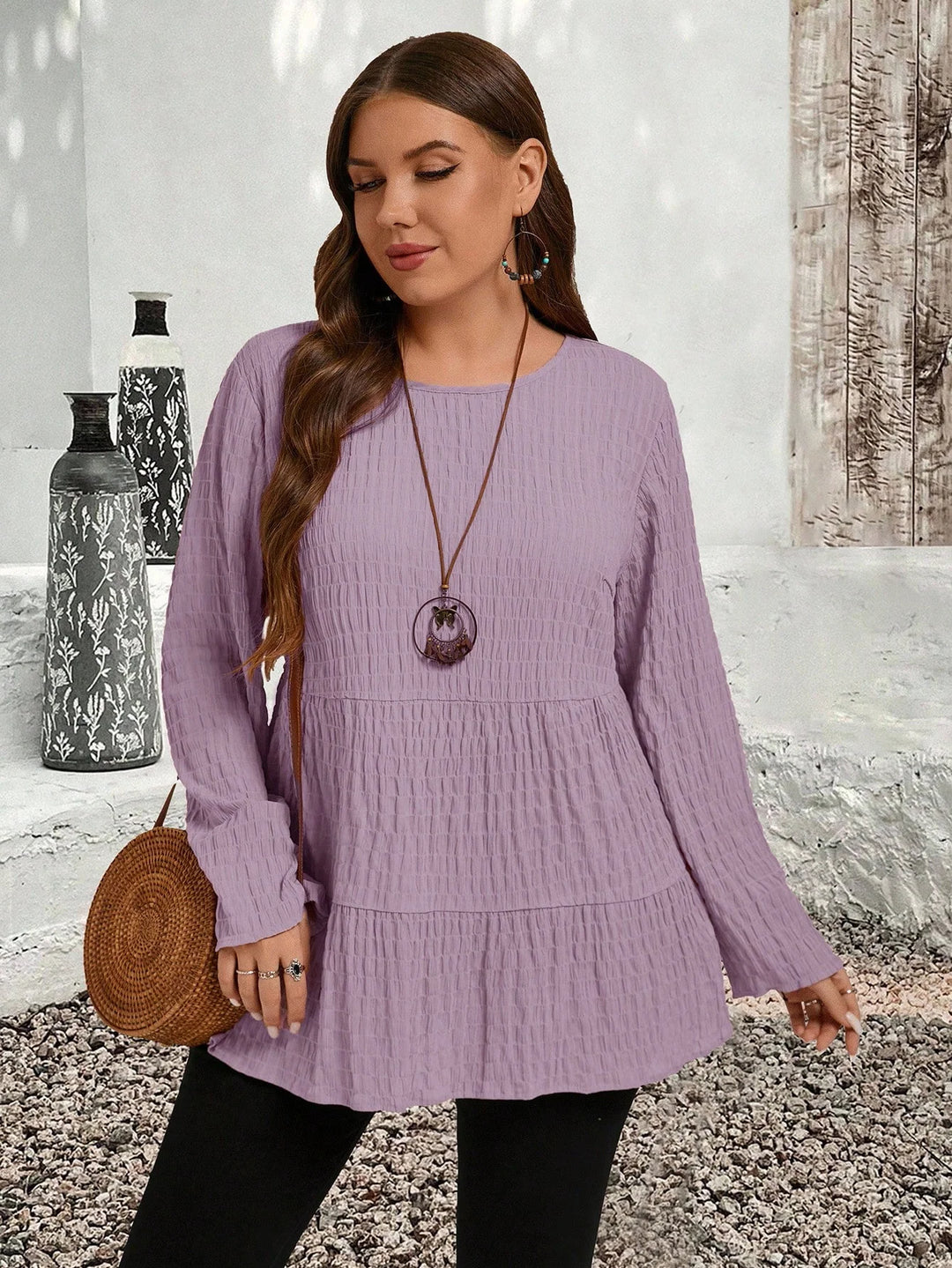 Olivia | Blusa Curvy Plisada de Manga Larga