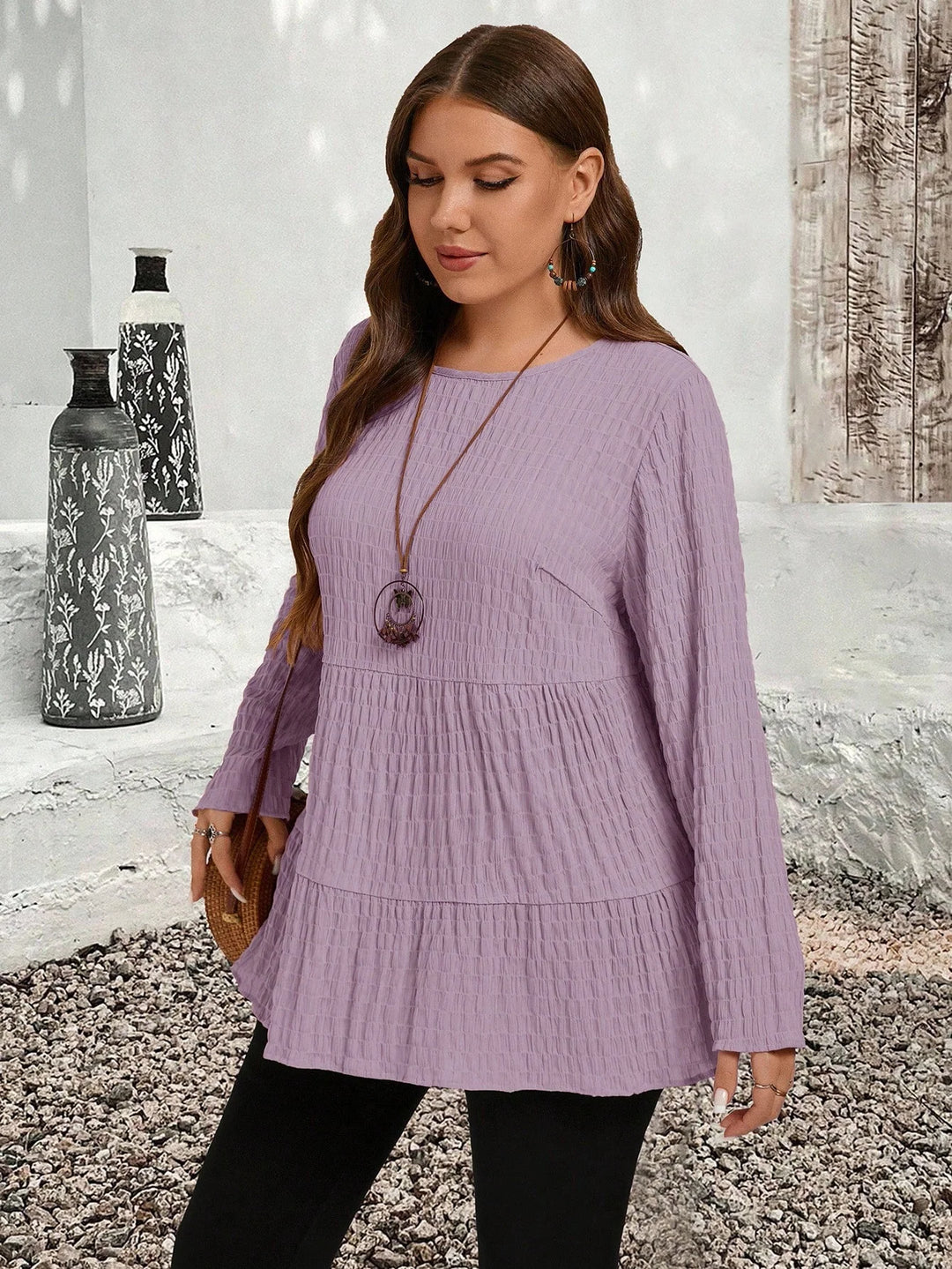 Olivia | Blusa Curvy Plisada de Manga Larga