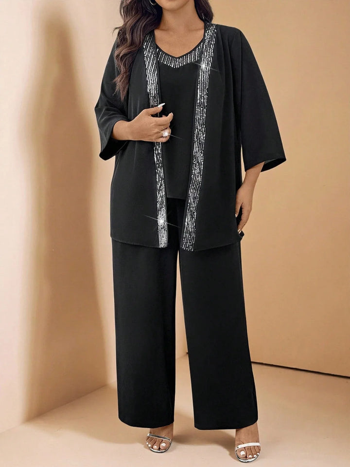 Estefanía | Conjunto Curvy de Tres Piezas con Lentejuelas