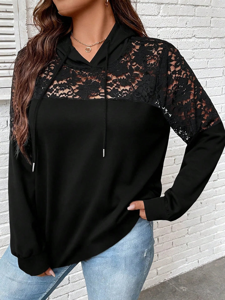 Susana | Sudadera Curvy Ligera con Encaje y Capucha