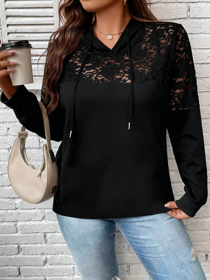 Susana | Sudadera Curvy Ligera con Encaje y Capucha