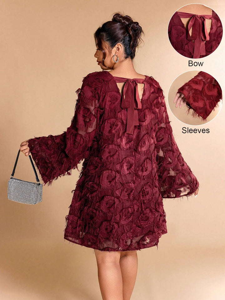 Aurelia | Vestido Midi Curvy Jacquard con Lazo