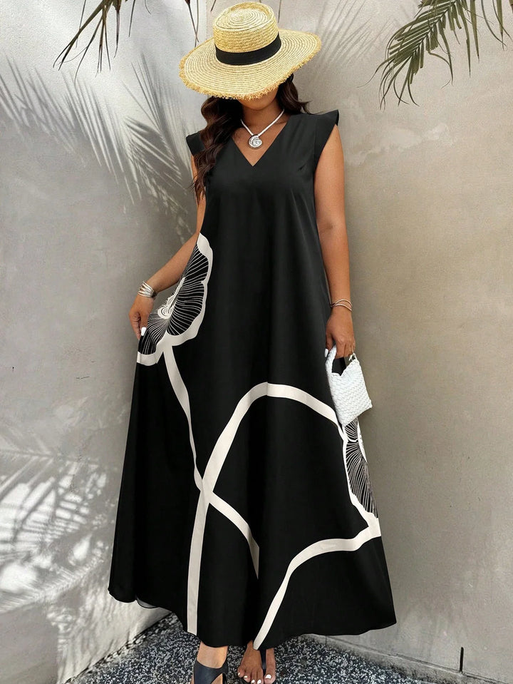 Úrsula | Vestido Maxi Curvy Floral Negro