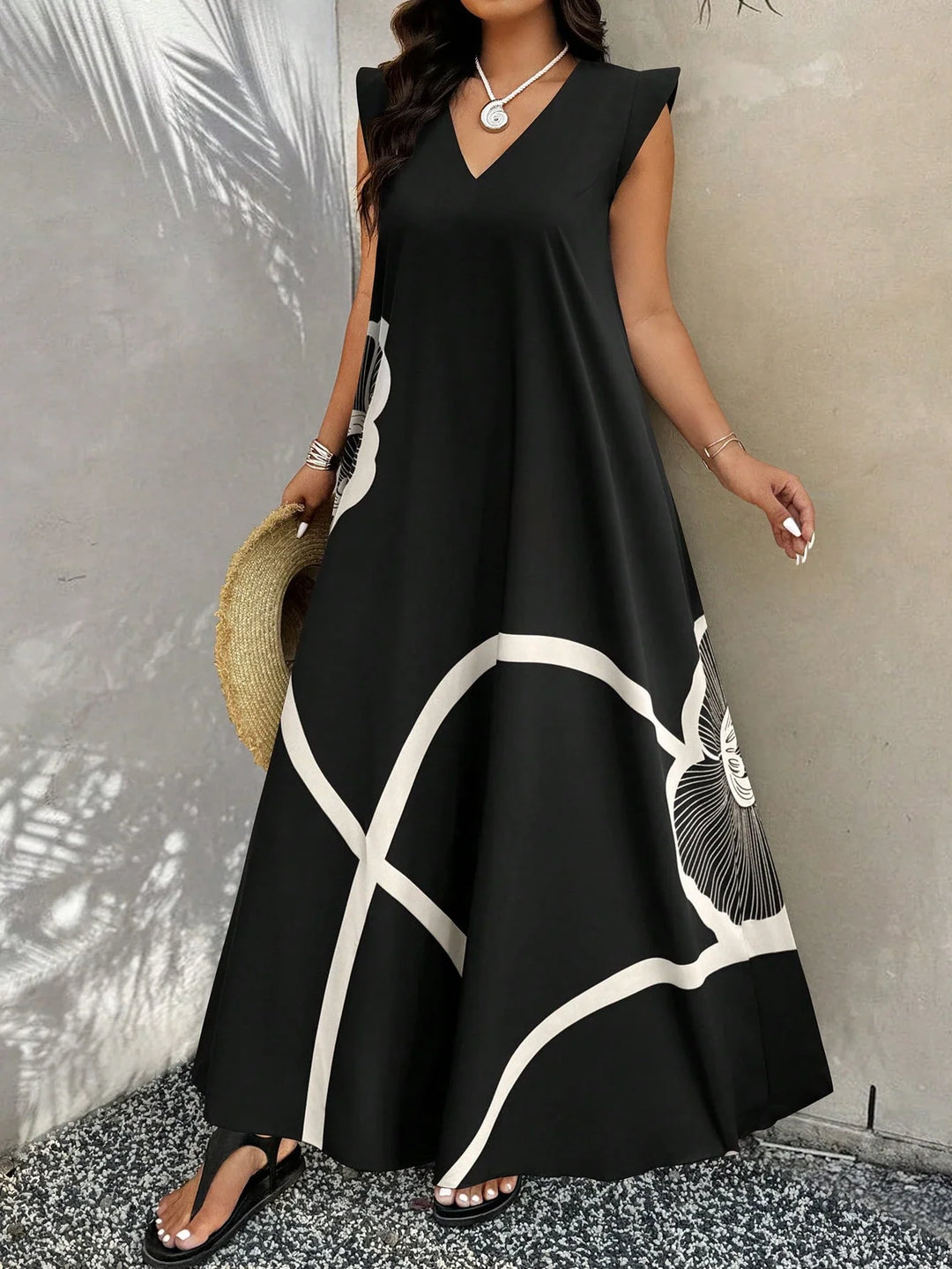 Úrsula | Vestido Maxi Curvy Floral Negro