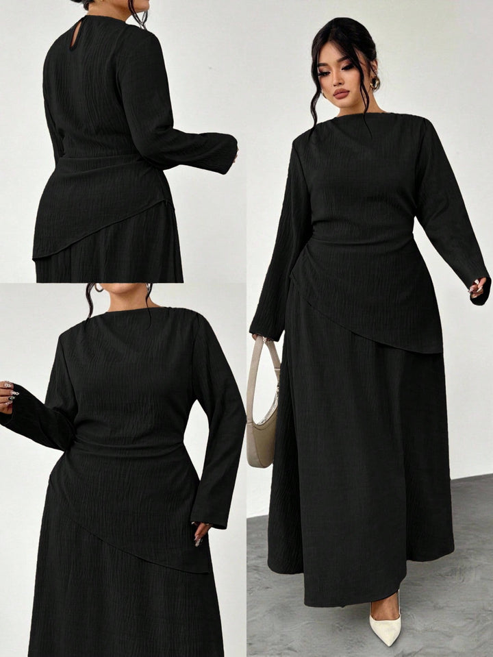 Herminia | Conjunto Curvy de Blusa y Falda para Oficina