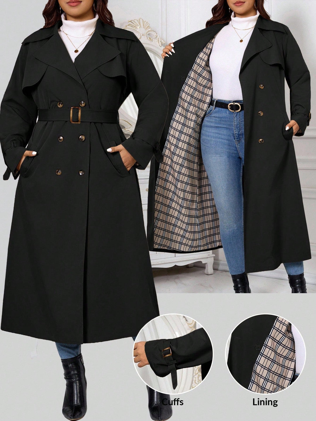 Daniela | Gabardina Curvy Lisa de Estilo Casual