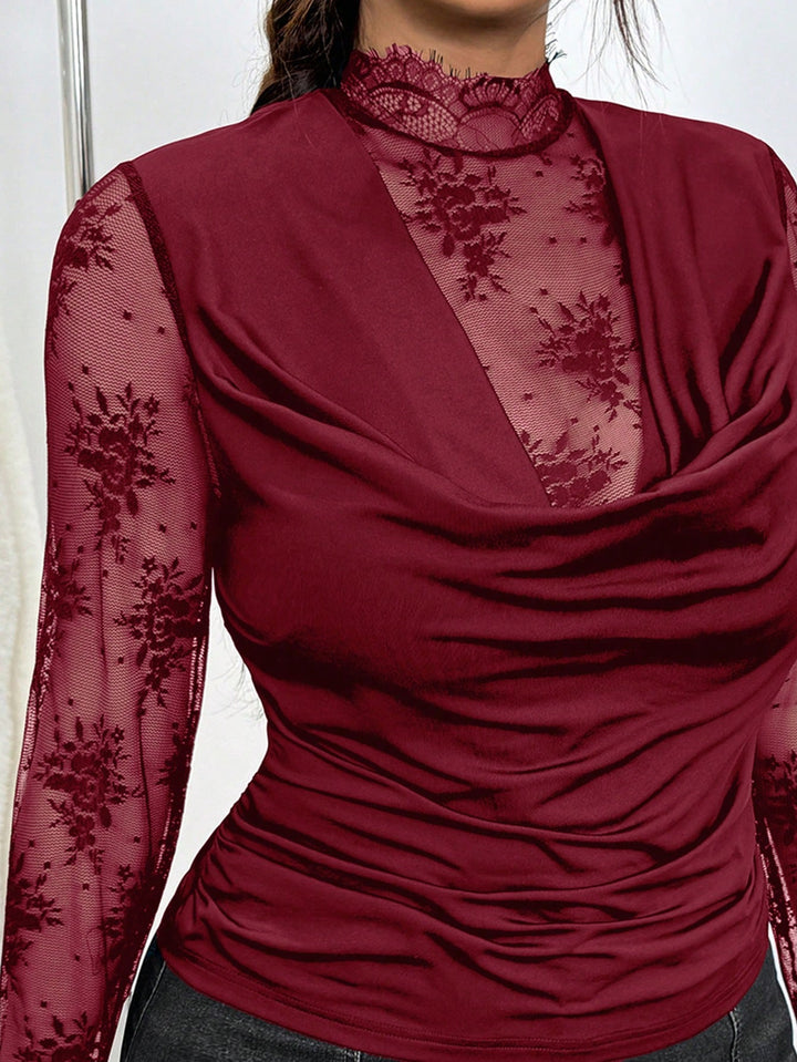 Vanesa | Top Curvy Burdeos con Encaje