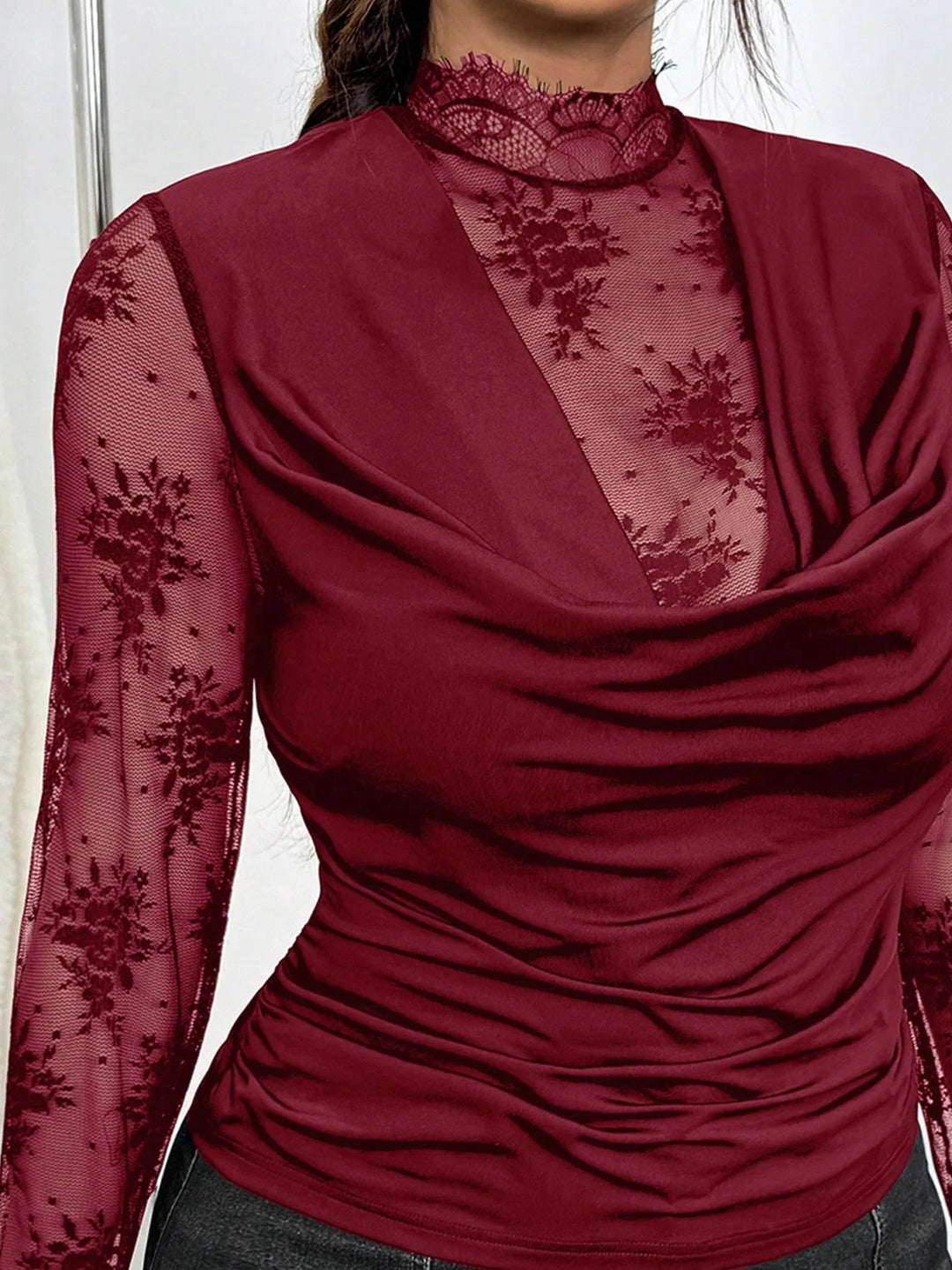 Vanesa | Top Curvy Burdeos con Encaje