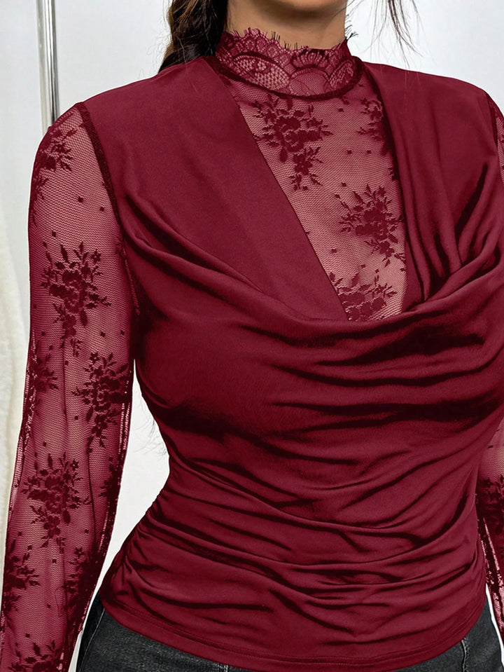 Vanesa | Top Curvy Burdeos con Encaje