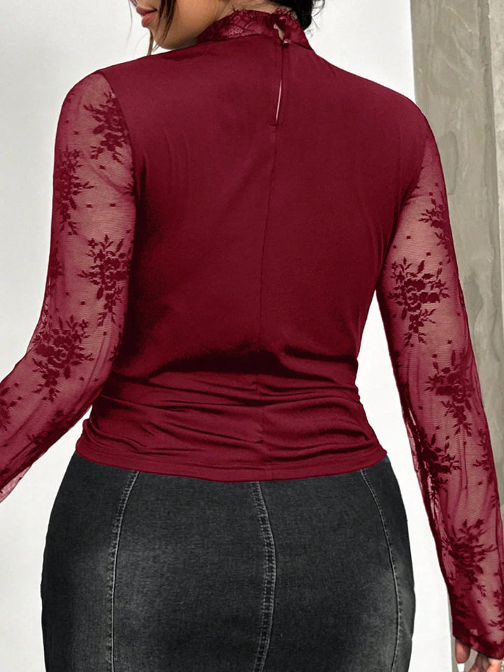 Vanesa | Top Curvy Burdeos con Encaje