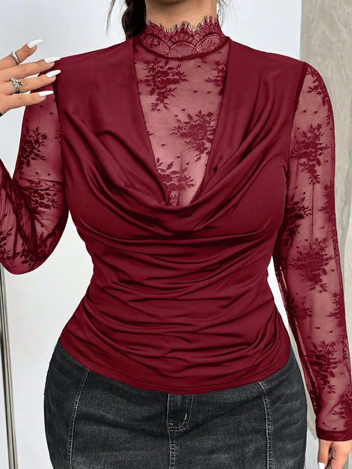 Vanesa | Top Curvy Burdeos con Encaje