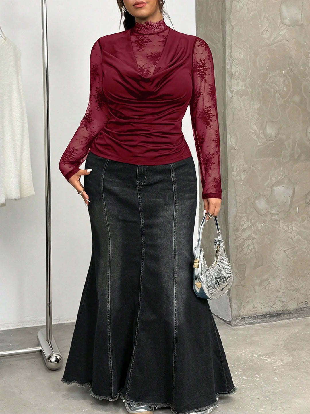 Vanesa | Top Curvy Burdeos con Encaje