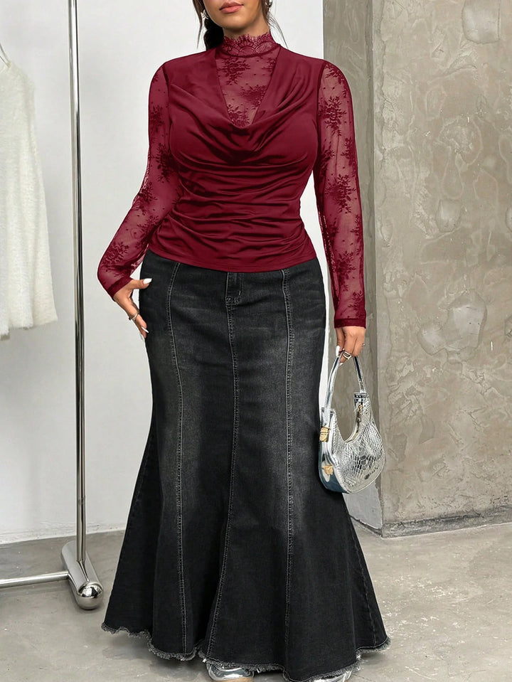 Vanesa | Top Curvy Burdeos con Encaje